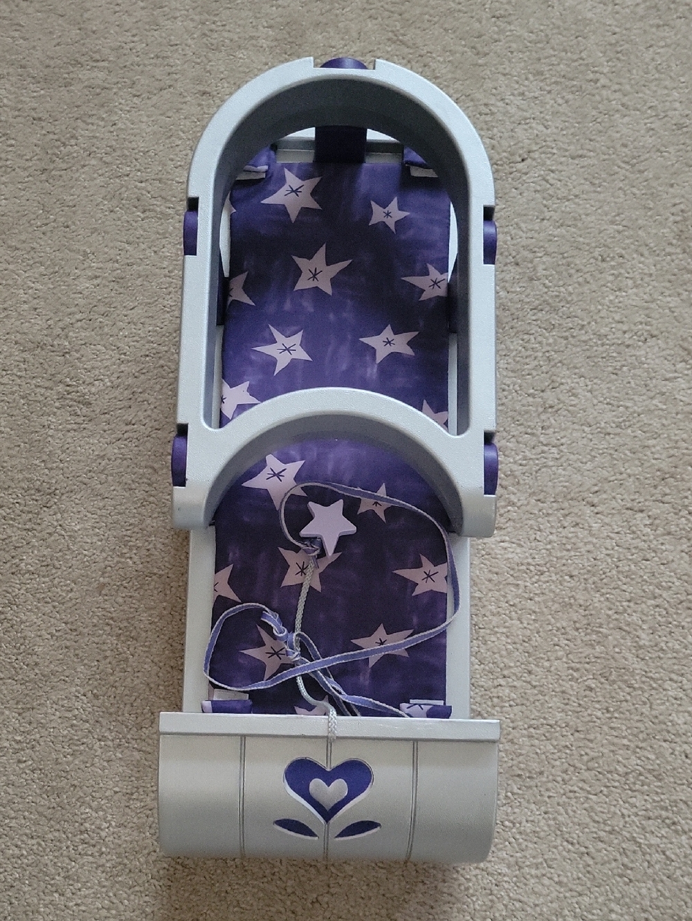 Bitty Baby by American Girl~Toboggan~Gray Purple~Pad Purple Silver Stars